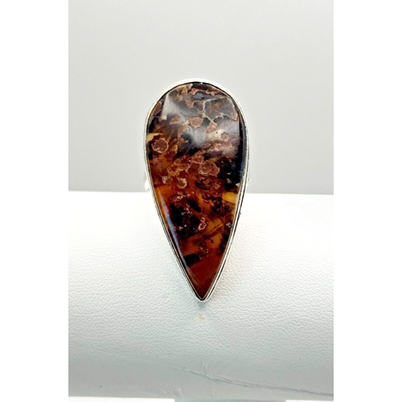 Natural Turtella Jasper Ring .925 Stone Ring Sz 8 - 8.63 Grams 1 3/4" Stone - Picture 2 of 4